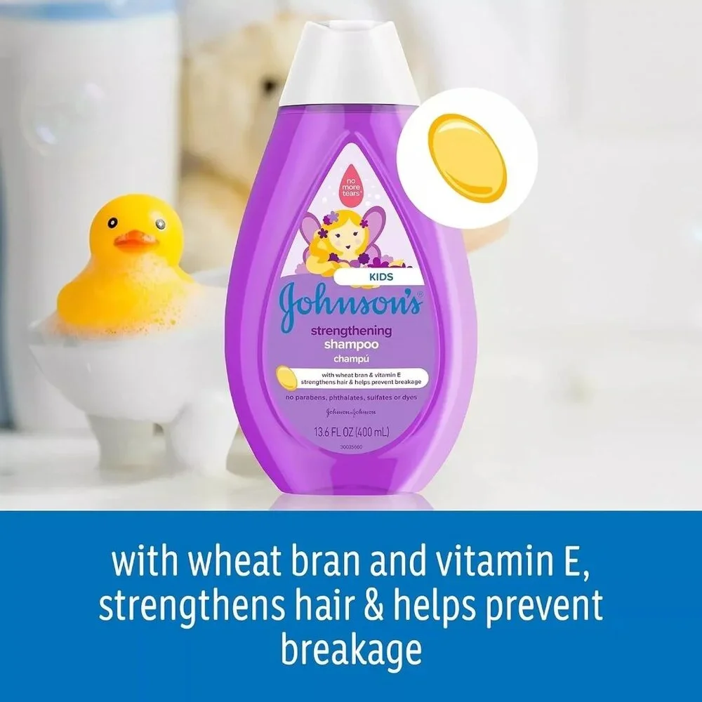 Johnson's Strengthening Kids Shampoo - 13.6 Fl Oz, Hypoallergenic & Tear-Free